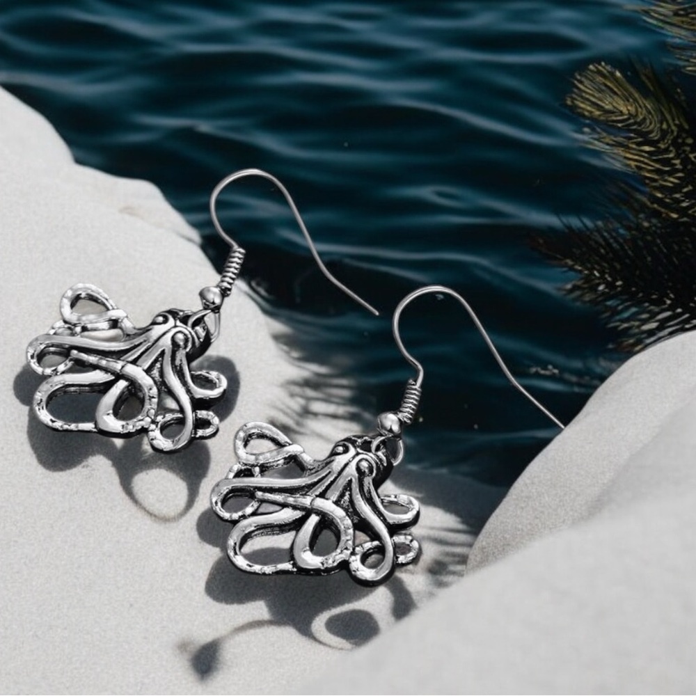 Silver Octopus Earrings